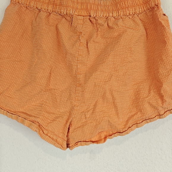 Kith Orange Seersucker Elastic Waist Shorts XS Logo Cotton Summer Streetwear - Picture 9 of 11
